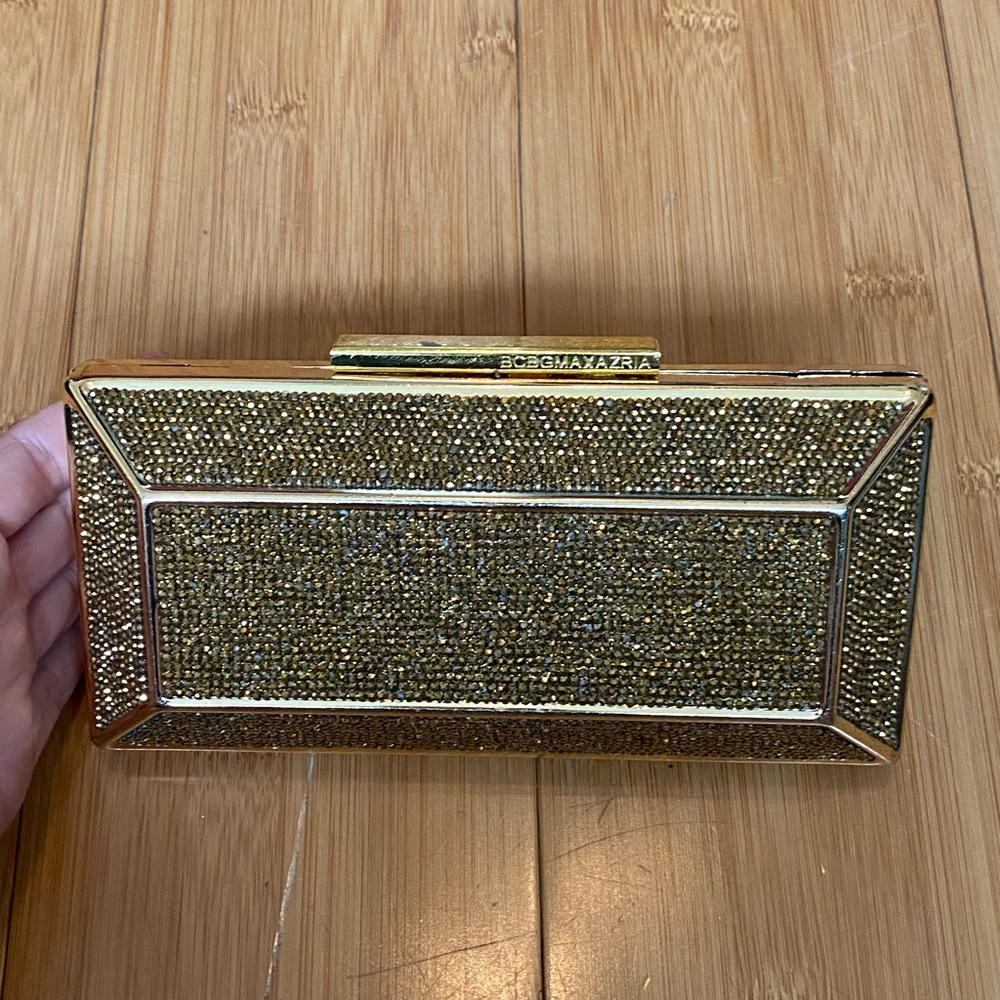 Bcbg MaxAzria sparkle clutch rhinestone gold